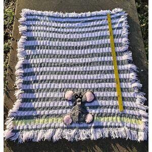 Hand Crochet Baby Blanket With Mouse 38 x 44 inches